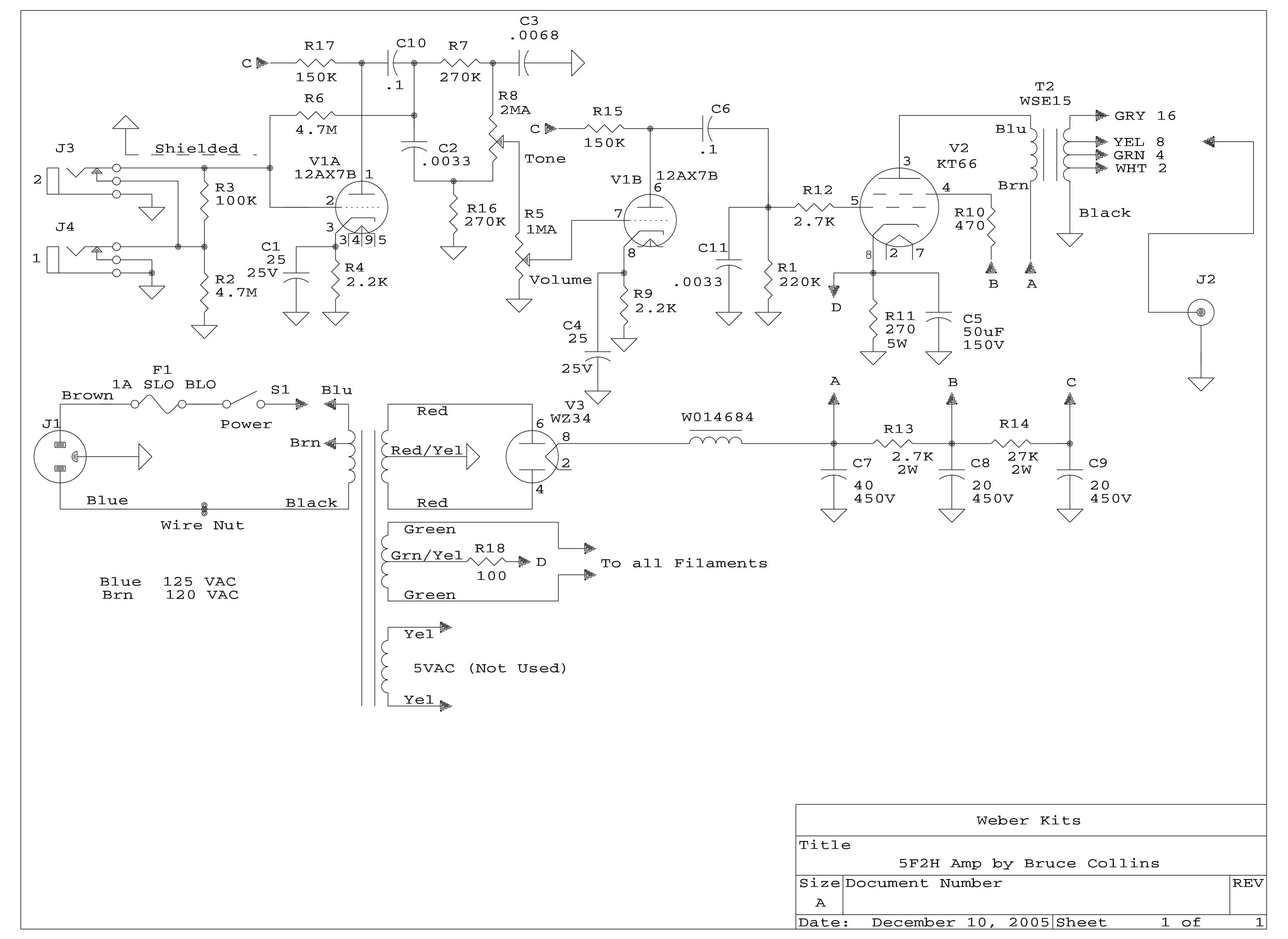 Harmonica tube Amplifier design and build history 5F2H Princeton